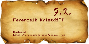 Ferencsik Kristóf névjegykártya